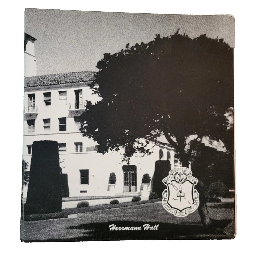 NAVAL POSTGRADUATE SCHOOL HERRMANN HALL 3 RING NOTEBOOK BINDER PHOTO CREST B & W